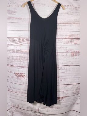 Enza Costa Black Sleeveless Gathered Midi Dress Size Small NWT